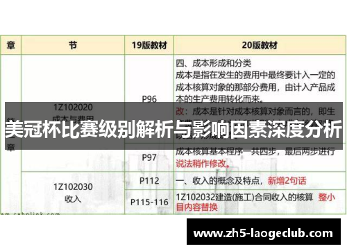 美冠杯比赛级别解析与影响因素深度分析